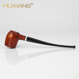 Muxiang Wooden Tobacco Pipe Straight Type 3mm Acrylic Mouthpiece Long Handle Reading Pipe Customizable - Product Image 4
