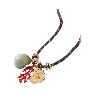 Collier corail de style plage d'été pour femmes <span class=keywords><strong>cordon</strong></span> perlé de bohême à la mode <span class=keywords><strong>avec</strong></span> pendentif coquille de conque de mer pour les vacances ou le bouddhisme - Product Image 1
