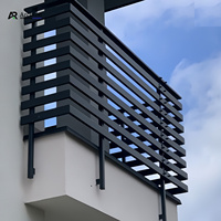 Balustrade de balcon en aluminium minimaliste de luxe, extérieure, noire, à lattes horizontales, pour maison moderne, utilisation DIY escalier/villa