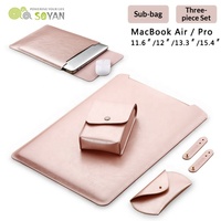 Sac d'ordinateur en cuir imperméable 2 en 1 et tapis de souris avec surface de glisse fluide pour MacBook Air/Pro, housse de protection