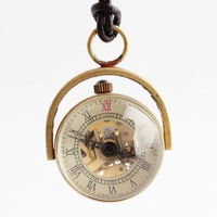 Montre à remontage manuel BOSHIYA, poche à vent robotique, pour homme et femme, collier vintage, cuivre pur, mécanique, boule de verre, squelette antique