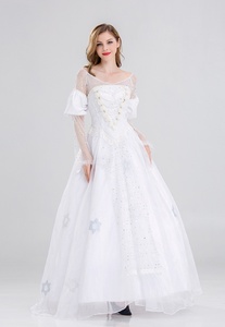 Vestido de Noche Noble y Elegante con Mangas Abullonadas, Diseño de Bordado de Estrellas, Vestido de Princesa para Fiesta, Disfraz de <span class=keywords><strong>Reina</strong></span> <span class=keywords><strong>Blanca</strong></span> para Halloween - Product Image 5