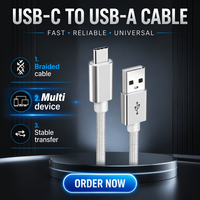 Kabel Data Ponsel Aluminium Alloy 2M Pengisian Cepat USB Type-C 100W, Transfer Data, Casing Earphone, Kipas Kecil, Grosir Pabrik