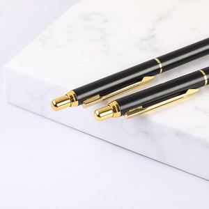Matte Black Gold Trim Click Metal Ballpoint Pen, Classic Executive Retractable Signature Pen Custom Logo for Business - Product Image 3