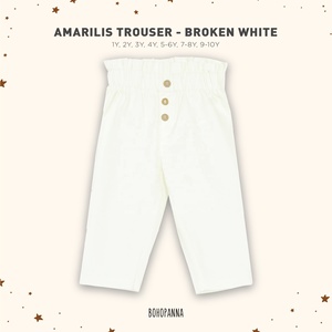 Pantalones BOHOPANNA Amarilis para niñas de 1 a 10 años, color blanco, cintura alta, con botones al frente, hasta la rodilla, corte recto, informales - Product Image 2