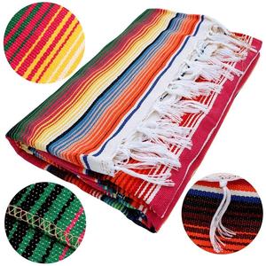 Manta cuadrada grande de sarape mexicano cubierta de mesa tejida/Tela en algodón de poliéster para mesas al aire libre - Product Image 1