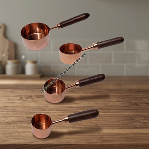 <b>Copper</b> Measuring Spoon with Wooden <b>Handle</b> Eco-Friendly for Home Kitchen Use Dry & Liquid Ingredients Cooking and Baking - Product Image 3