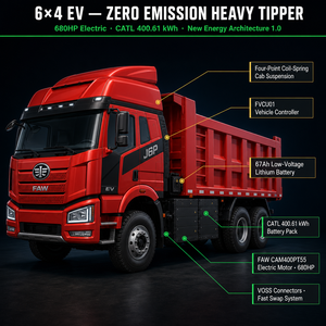 รถบรรทุกดัมพ์ FAW Jiefang J6P 8x4 460 แรงม้า ยูโร 5 รถบรรทุกหนักแบบยกเทท้าย พวงมาลัยซ้าย 12 ล้อ สำหรับงานเหมือง ก่อสร้าง และขนส่ง - Product Image 4