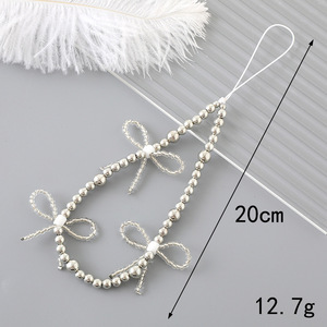 Nouvelle breloque de téléphone créative en perles <span class=keywords><strong>et</strong></span> nœud papillon, tendance <span class=keywords><strong>et</strong></span> polyvalente, avec chaîne de suspension pour étui, Yiwu pour femmes - Product Image 4