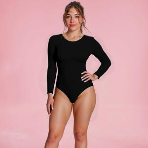 Body esencial para mujer, sin costuras, cuello redondo, manga larga, ajustado, elástico, nailon, Spandex, Yoga, Sexy, traje de cuerpo, ropa moldeadora - Product Image 5