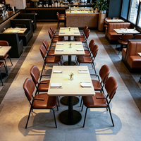 Moderner Metallrahmen PU-Leder Esszimmerstuhl Gepolsterter Armlehnstuhl Kommerzieller Restaurant-Café-Hotel-Bistro-Sitzplatz Lieferant China