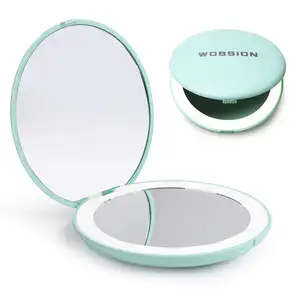 Miroir de courtoisie de maquillage avec lumières Grossissement éclairé Contrôle tactile à trois volets Double alimentation Miroir de maquillage LED portable