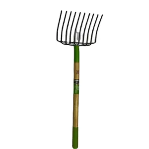 Tenedor de excavación de acero de calidad con mango Longwood, rastrillo de mano para jardinería agrícola con diez dientes - Product Image 1