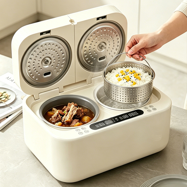 2026 High Quality Professional 5L Double Pot Rice Cooker Durable Advanced Multifunctional Electric Rice Cooker for Home Kitchen