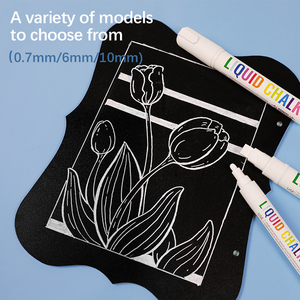 <span class=keywords><strong>Ishow</strong></span> Stylo marqueur à encre à base d'eau facile à écrire et à effacer, craie liquide blanche, pointe plate/ronde, 0,7-15 mm, pour le dessin - Product Image 5