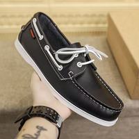 Chaussures habillées classiques pour hommes en cuir véritable avec logo personnalisé, prêtes à l'emploi, pour la conduite, le travail, le bureau, la ville, à lacets, semelle extérieure en caoutchouc
