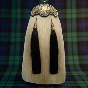 Accesorio para gaita de celtas de pelo de caballo, colgante escocés de cuero genuino para kilt, cantle metálico de tamaño largo - Product Image 3
