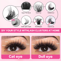 Kit de Cils en Grappes D Curl 10-18mm en Cheveux Synthétiques Naturels Style Manga Anime avec Colle et Pince à Épiler