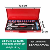 Jeu de clés à douilles métriques ANDUUK de 24 pièces avec coffret en métal, outils à main durables de haute performance pour la réparation automobile