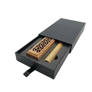 Custom Exquisite Pattern Bamboo Incense Stick Holder Arabic Oud Censer Wood Incense Burner Incense Stick Storage Tube Gift Sets