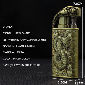 Đèn khò kim loại chống gió, thiết kế hiện đại HB874, hai đầu lửa, dùng làm quà tặng doanh nghiệp, bán buôn - Product Image 3