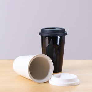 Taza de Café Personalizada al por Mayor de 350 ml para Llevar con Logotipo, Taza de Té de Cerámica de Doble Capa Portátil para Viajes con Tapa de Silicona, Apta para Lavavajillas - Product Image 5