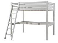 Lit superposé moderne en bois de pin massif, écologique, pour chambre d'enfant, avec pieds carrés blancs et protection anti-chute
