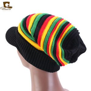 Visor <span class=keywords><strong>Rasta</strong></span> Slouchy Jamaica Marley Reggae Cap Rastafari Dreadlocks Tam Roots African Knit <span class=keywords><strong>Rasta</strong></span> Visor Hat para mujer - Product Image 5