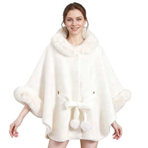 Châle en fausse fourrure de vison pour femme, avec pompons moelleux et ceinture, ouvert sur le devant, à manches longues, idéal pour mariage, rendez-vous galants et séances photo - Product Image 3