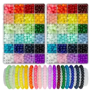 1400 Pieces 6mm Round Glass Beads for Jewelry Making 28 Colors Crystal Beads for Bracelets Jewelry Making and DIY Crafts