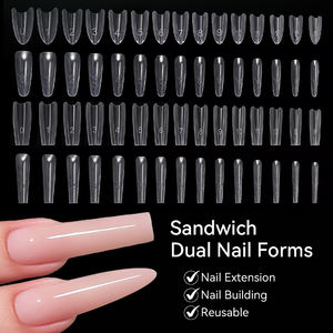 BORN PRETTY Moldes Reutilizables para Extensión de Uñas Francesas, Formas Personalizadas con Logotipo, Formas Dobles Transparentes de PVC para Uñas Coffin Ovaladas - Product Image 3