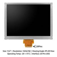 شاشة عرض LCD مقاس 15 بوصة بدقة 1024×768 من نوع LVDS XGA TFT IPS، بديل لـ Innolux G150XGE-L04 وAUO G150XG01 V3 للاستخدام الصناعي في واجهات HMI