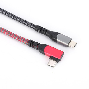 Lung Kay Type C Data <b>Cable</b> 0.5m Nylon Braided Red 90 Degree Angle High Speed Transmission <b>For</b> Phone <b>Computer</b> Power Bank - Product Image 3