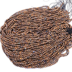 Collar Unisex Casual con Cuentas Redondas Facetadas de Ópalo Boulder Australiano Natural de 3mm y 4mm, Hilo de 15.5 Pulgadas - Product Image 5