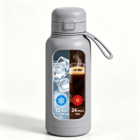 Gobelet isotherme réutilisable au design modulaire esthétique, avec bec verseur en silicone doux au toucher, couleurs bonbon, 500 ml et 1000 ml