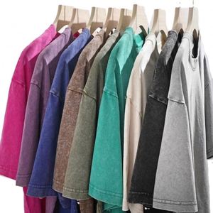 Camiseta Vintage con Logotipo Personalizado, Lavada al Ácido, para Hombre, de Algodón Grueso, Estilo Desgastado, Talla Grande, 100% Algodón - Product Image 6