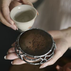 ฝาครอบกลองไม้ไผ่ วัสดุธรรมชาติ สำหรับชุดน้ำชา ของตกแต่งบ้าน - Product Image 3