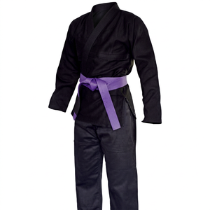 Kimono de Jiu-Jitsu pour enfants en tissu perlé 100% coton, léger et durable, avec ceinture blanche et logo frontal - Product Image 1
