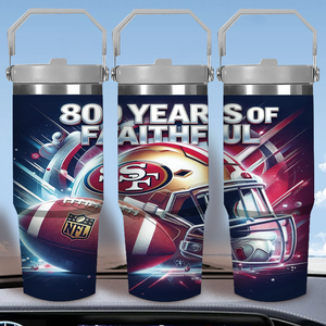 Tumbler in Acciaio Inox da 30oz, 80° Anniversario dei <span class=keywords><strong>San</strong></span> Francisco 49ers, Regalo Perfetto per i Fan, Disponibile nei Magazzini USA - Product Image 3