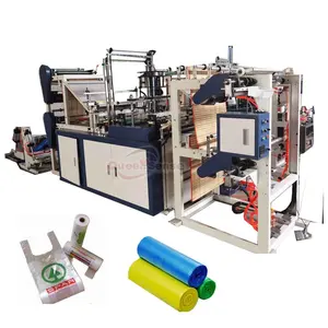 Queensense garbage rolling bag making machine flat pocket bag making machine in roll t-shirt bag making machine