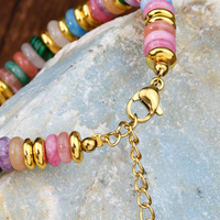 Bracelet de perles plates en cristal rose et blanc naturel, plaqué or, bijou de charme exquis pour femme
