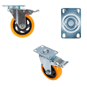 Roues pivotantes orange de 76 mm avec frein pour chariots et meubles, rotation à 360 degrés, charge maximale de 400 kg, lot de 4 - Product Image 3
