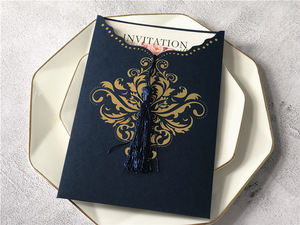 Carte d'invitation de luxe en feuille d'or premium, vernissage mat, ornements d'enveloppe personnalisés pour les annonces de <span class=keywords><strong>mariage</strong></span> et d'anniversaire - Product Image 4