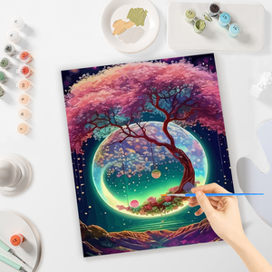 Starter Kit adulti fai da te regalo-luna albero <span class=keywords><strong>paesaggio</strong></span> pittura con numeri 40x5 cm/16x20 pollici stampato <span class=keywords><strong>disegno</strong></span> da colorare per numeri - Product Image 3