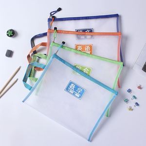 Durable Portable Nylon Zipper <b>File</b> Bag Students Transparent Colorful Document Bag Organizing Stationery Subject PVC <b>File</b> Bag - Product Image 4