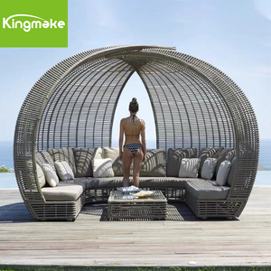 El conjunto de muebles de vida al aire libre Villa jardín tumbona muebles de mimbre tejido de ratán sofá cama con cojín - Product Image 1