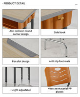 Ensemble complet de mobilier scolaire, bureau et chaise ergonomiques pour étudiants avec structure en métal et plateau en plastique