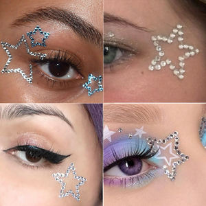 Pegatinas 3D de <span class=keywords><strong>cara</strong></span> de diamante de cristal, pegatina de gemas corporales <span class=keywords><strong>para</strong></span> ojos, DIY, Estrella Blanca, perla, diamantes de imitación, maquillaje, decoración facial - Product Image 6