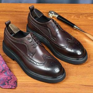 Zapatos de Plataforma con Cordones de Cuero Vacuno Hechos a Mano para Hombre, de Alta Gama, Elegantes y Lujosos para Invierno, con Banda Elástica y Suela de Goma - Product Image 3