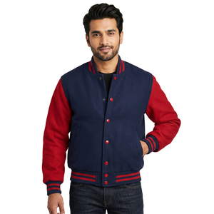 Veste de baseball universitaire de haute qualité pour les sports d'hiver, design bomber en satin avec manches en cuir de vachette, col montant - Product Image 1
